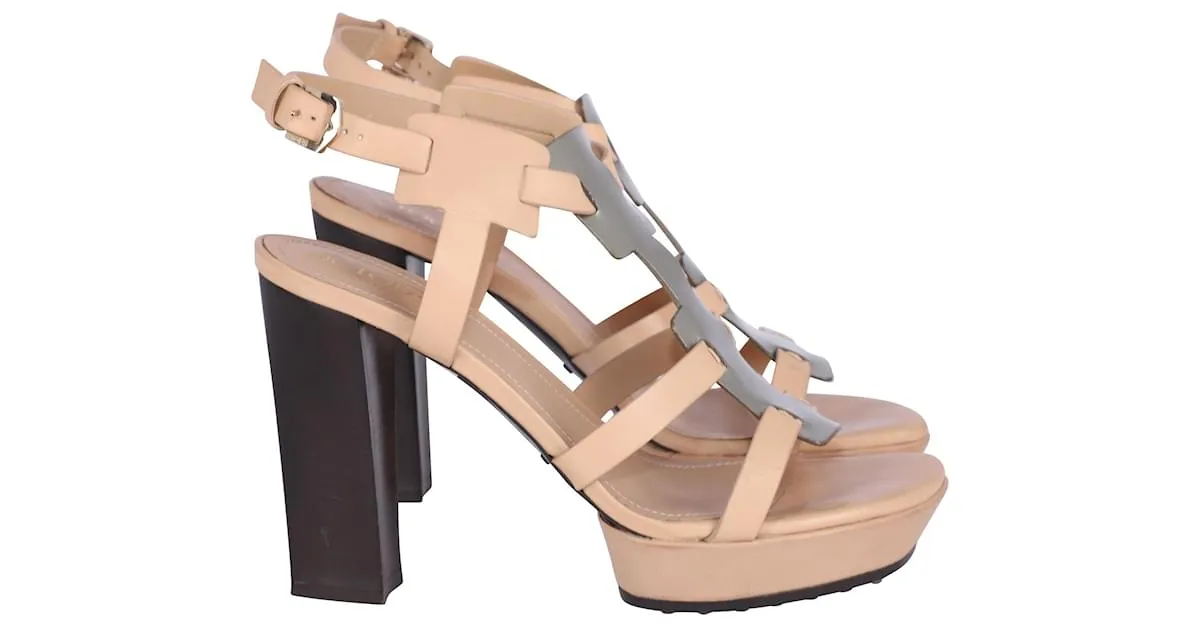 Sandalias Tod's Gladiator en piel nude Castaño Carne 