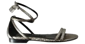 Sandalias Tom Ford en piel de pitón plateada Plata 