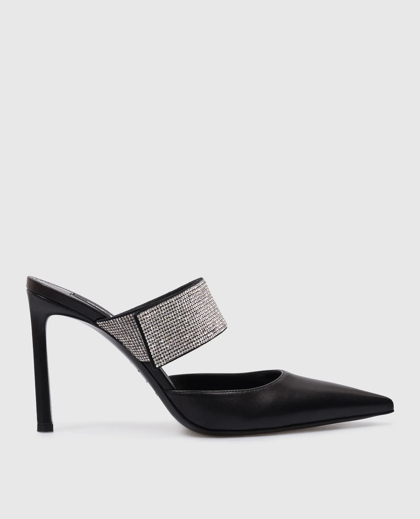 Sergio Rossi Paris black leather mules with crystals