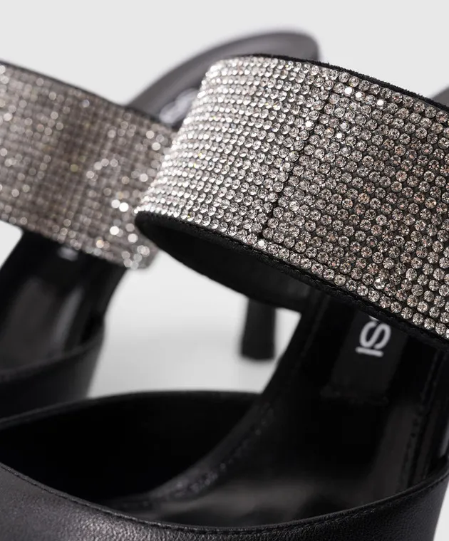 Sergio Rossi Paris black leather mules with crystals