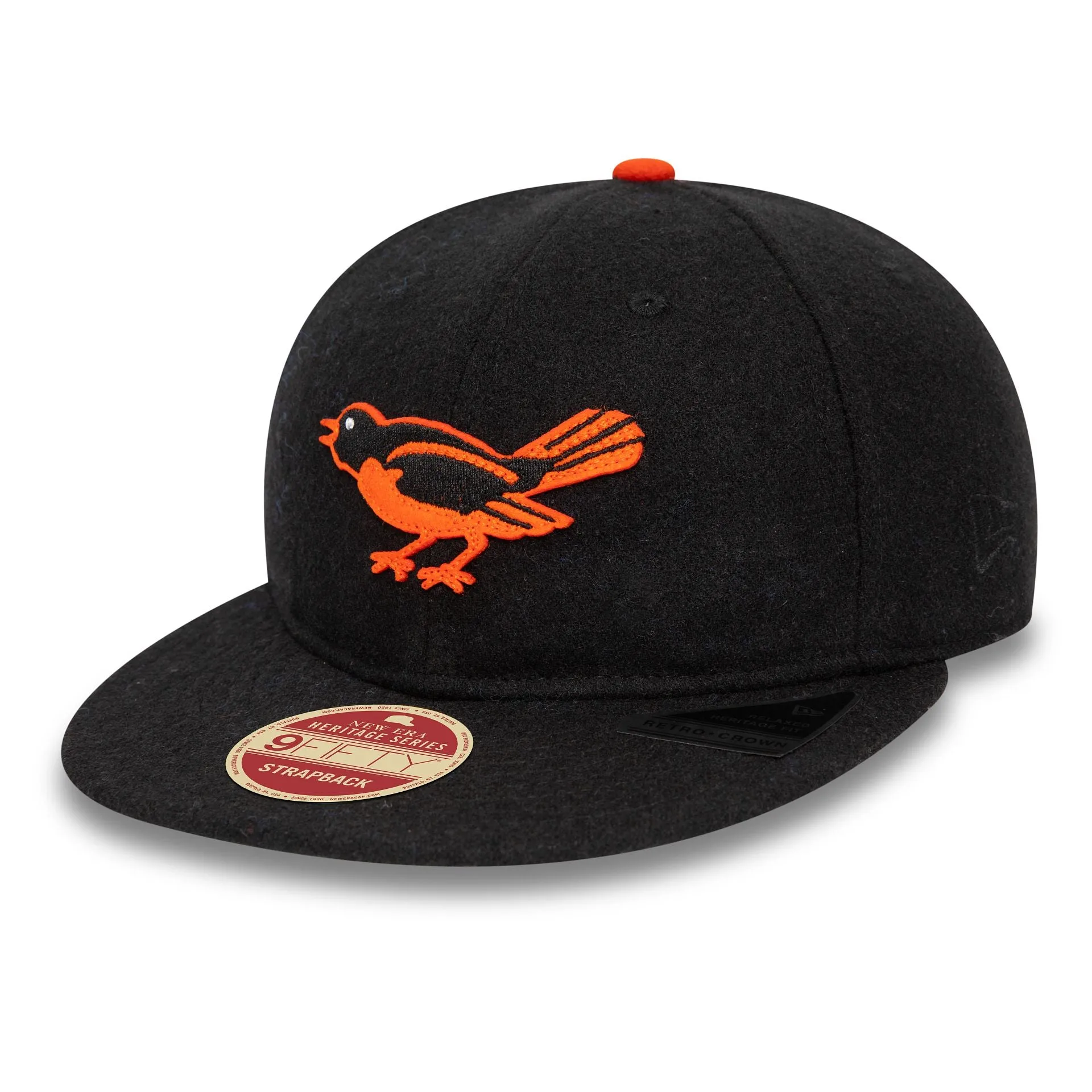 Serie de Herencia Baltimore Orioles en Negro con Visera Retro y Correa Ajustable 9FIFTY