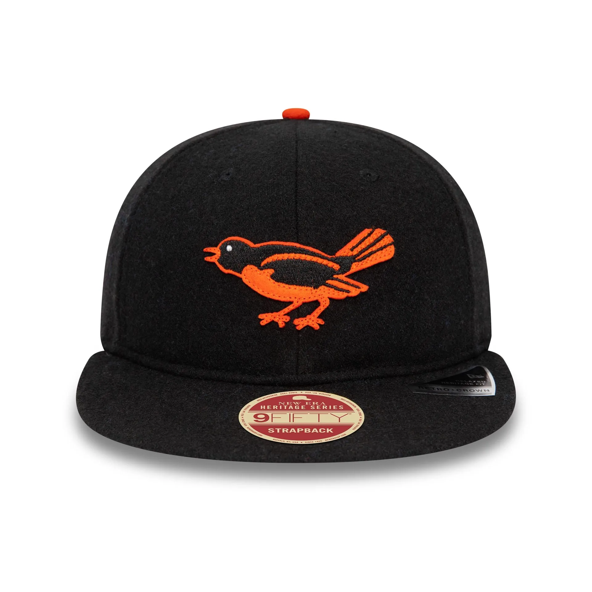 Serie de Herencia Baltimore Orioles en Negro con Visera Retro y Correa Ajustable 9FIFTY