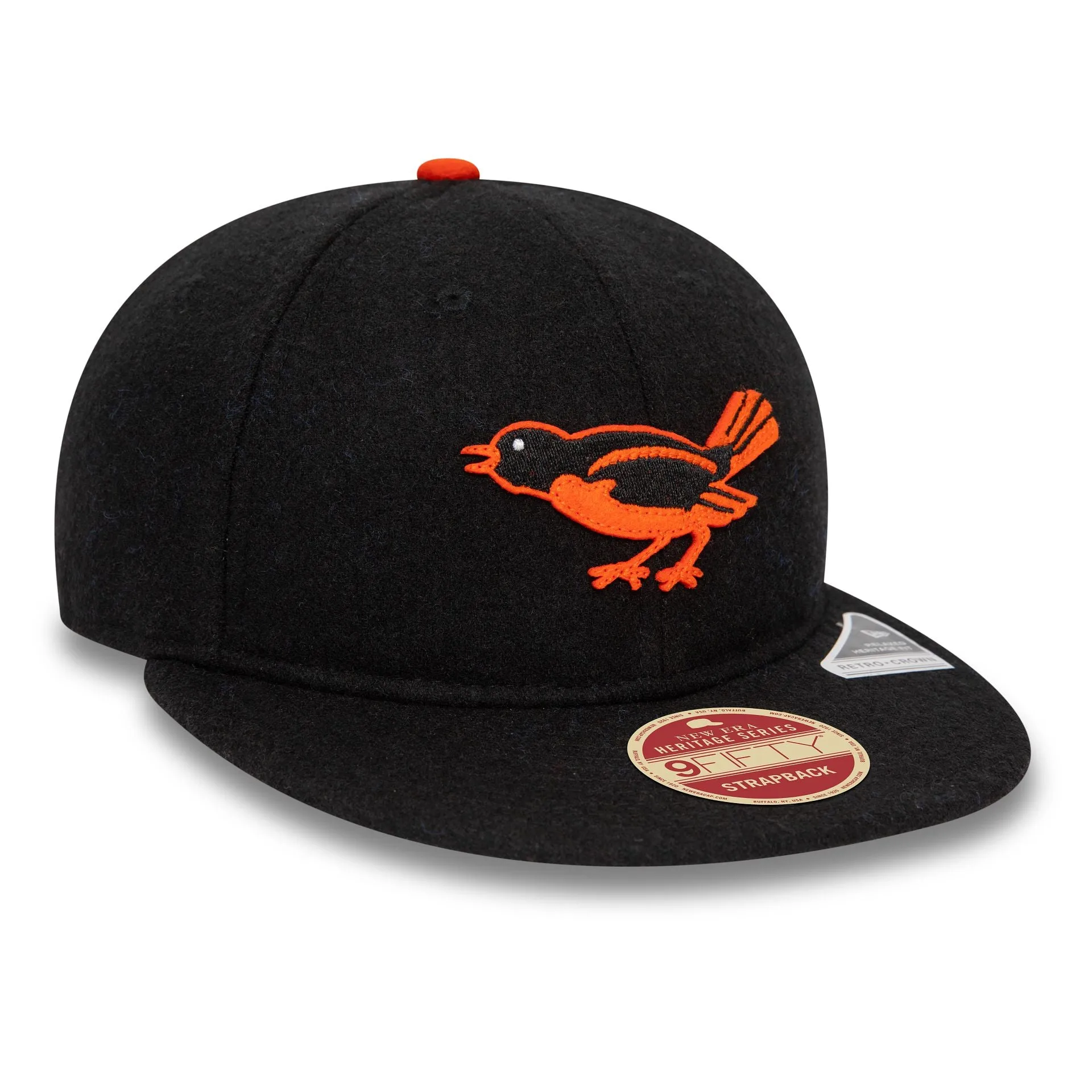 Serie de Herencia Baltimore Orioles en Negro con Visera Retro y Correa Ajustable 9FIFTY