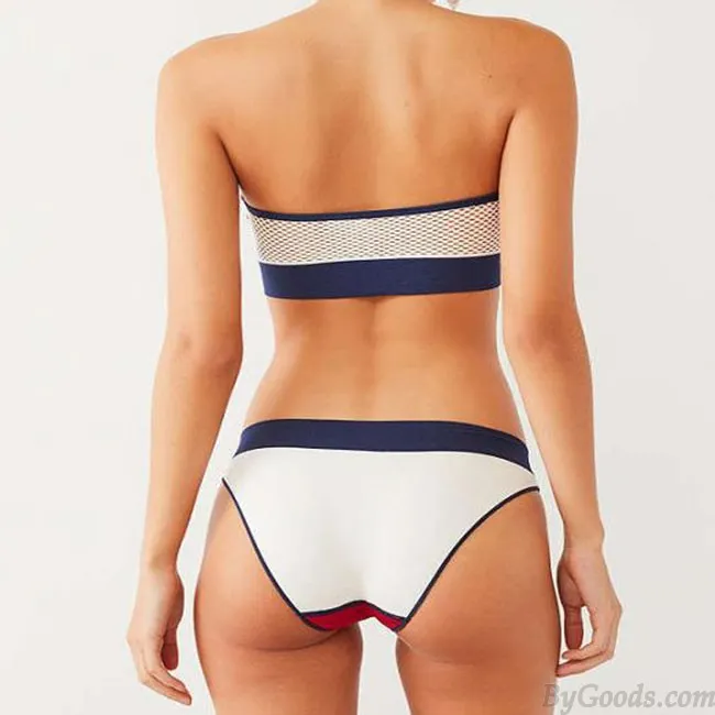 Sexy Red White Contrast Color Swimsuit Women Bikinis