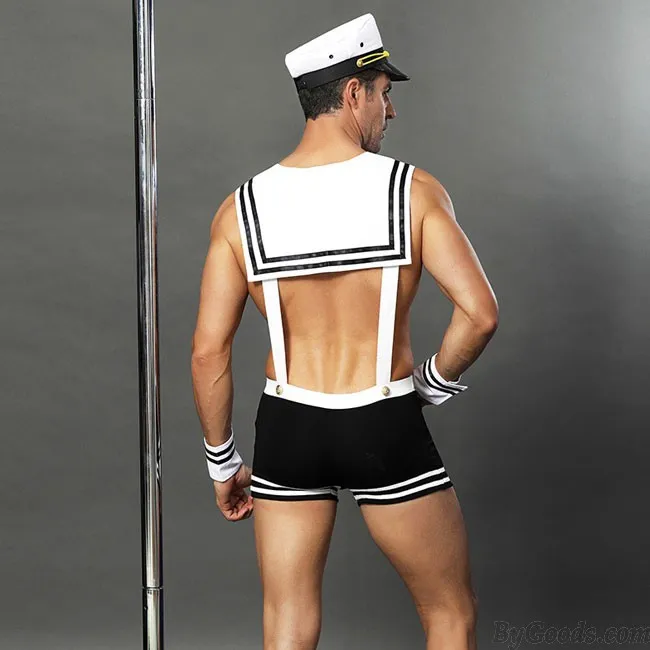 Sexy Sailor Suit Bar Night Club Cosplay Navy Uniform Temptation Man Teddy Bodysuit Lingerie