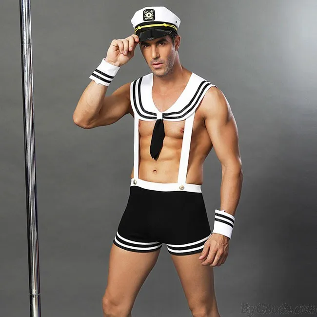 Sexy Sailor Suit Bar Night Club Cosplay Navy Uniform Temptation Man Teddy Bodysuit Lingerie