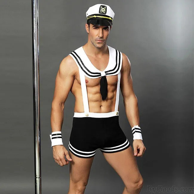 Sexy Sailor Suit Bar Night Club Cosplay Navy Uniform Temptation Man Teddy Bodysuit Lingerie