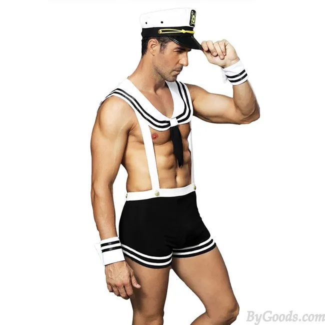 Sexy Sailor Suit Bar Night Club Cosplay Navy Uniform Temptation Man Teddy Bodysuit Lingerie