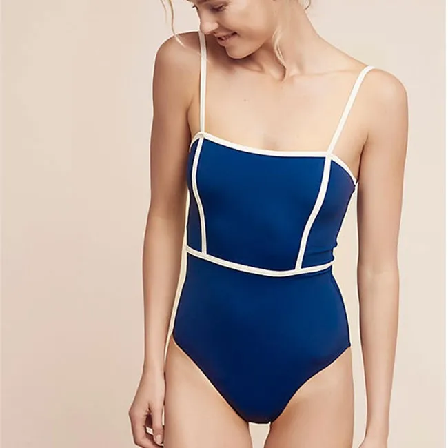 Sexy Simple Sling One-piece Women High Waist Bikinis Swimsuit