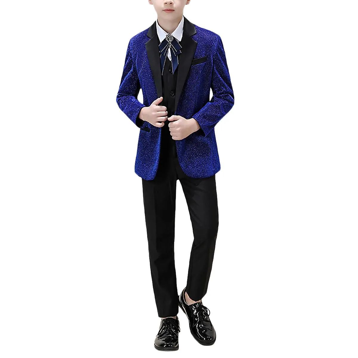 Sliktaa Boys Slim Fit Suit 3Pcs Set Wedding Party Evening Dress