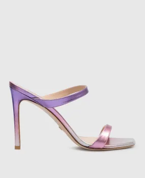 Stuart Weitzman Aleena 100 purple leather mules