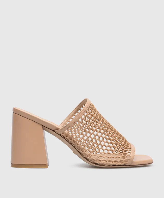 Stuart Weitzman Cayman 85 beige combination mules