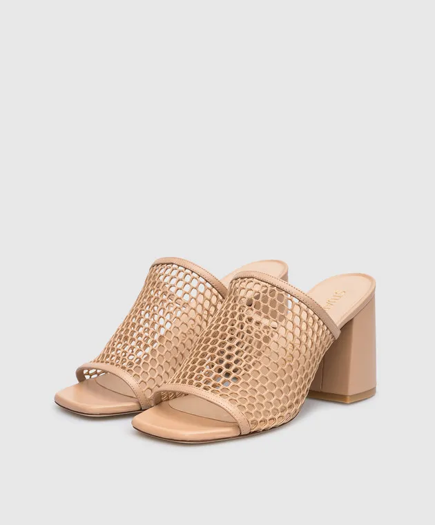 Stuart Weitzman Cayman 85 beige combination mules