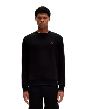 SUDADERA FRED PERRY NEGRA EMBROIDERED LOGO CREW NECK SWEATSHIRT