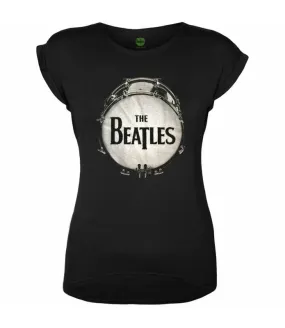 THE BEATLES Drum Camiseta Licencia Oficial Chica RockOff BTBLKTS01LB