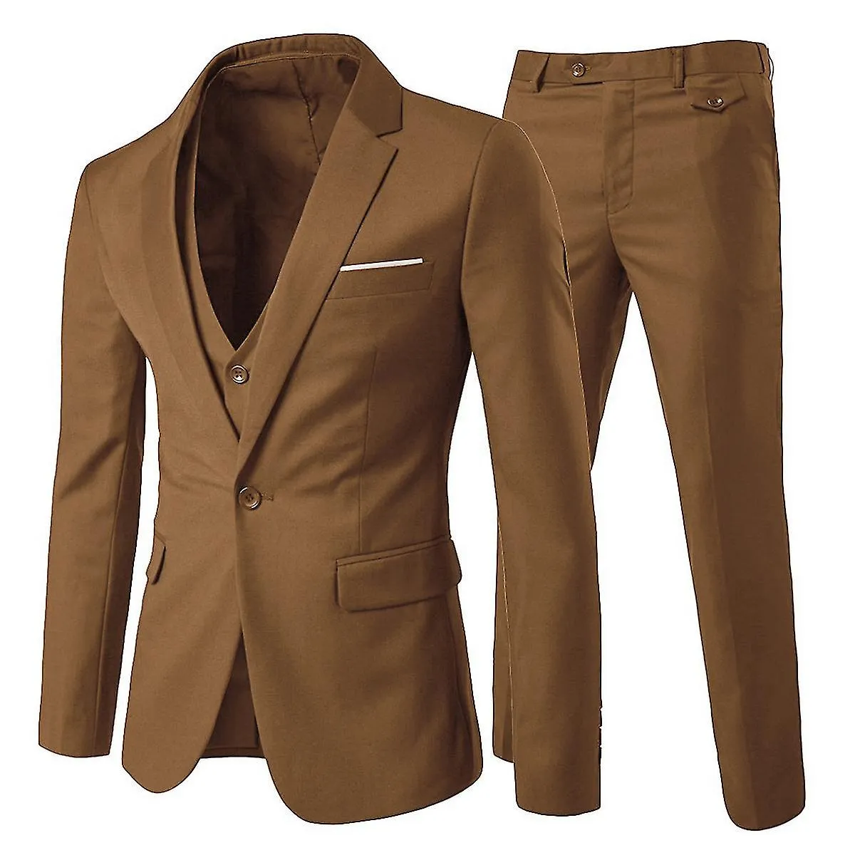 Traje de hombre 3 piezas Cotton Business Casual Suit Jacket & Pants & Vest