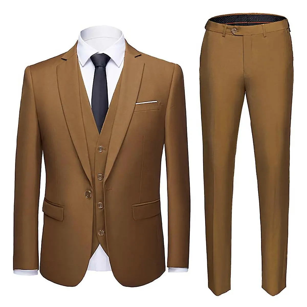 Traje de hombre 3 piezas Cotton Business Casual Suit Jacket & Pants & Vest