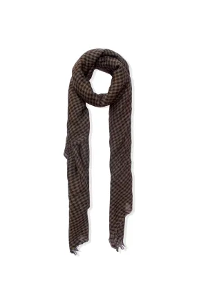 Trevor, brown checked vichy scarf in cashmere and silk