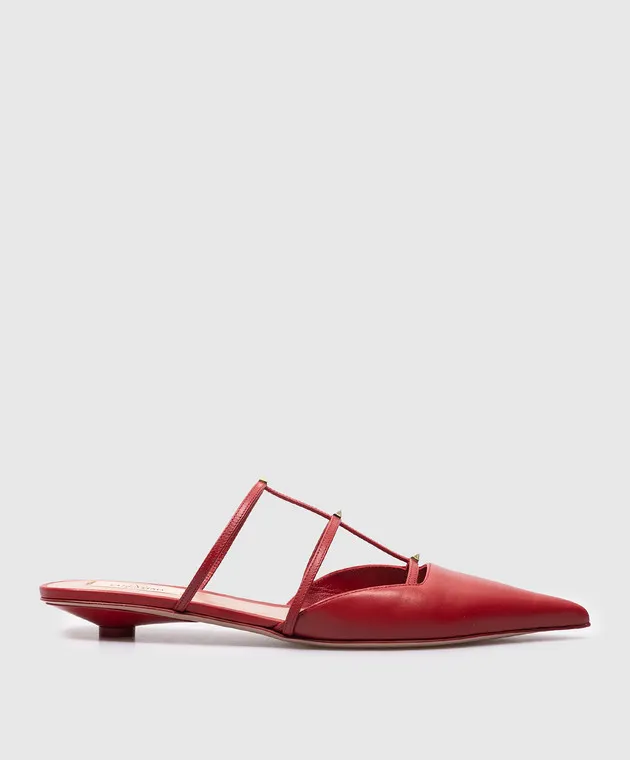 Valentino Rockstud red leather mules