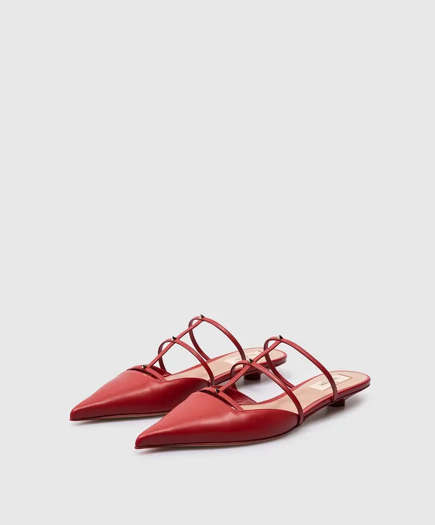 Valentino Rockstud red leather mules