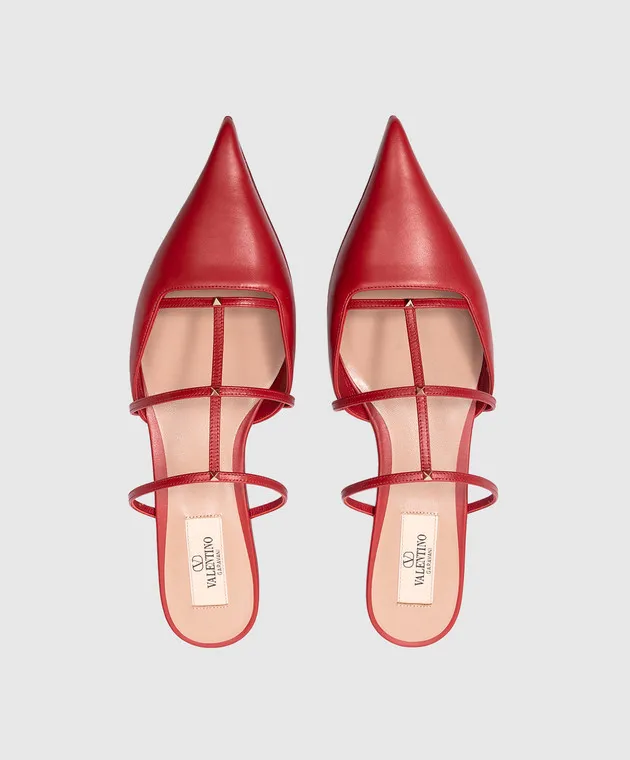 Valentino Rockstud red leather mules