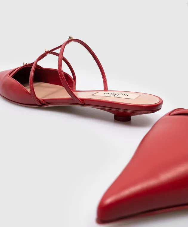 Valentino Rockstud red leather mules