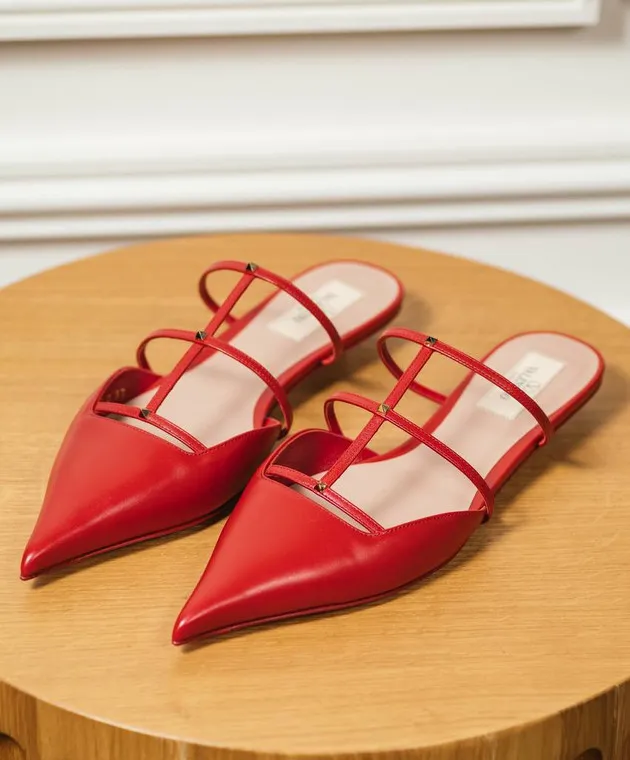 Valentino Rockstud red leather mules