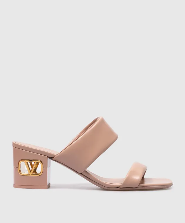 Valentino VLogo beige leather mules