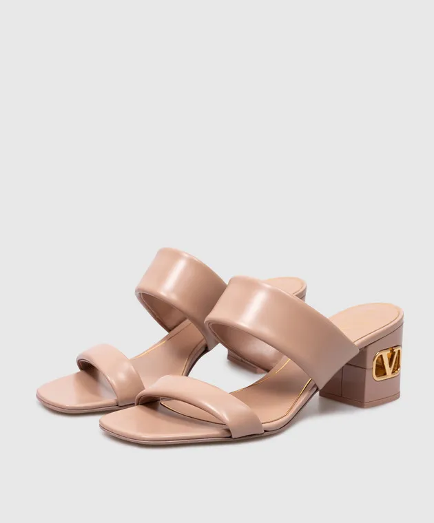 Valentino VLogo beige leather mules