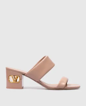 Valentino VLogo beige leather mules