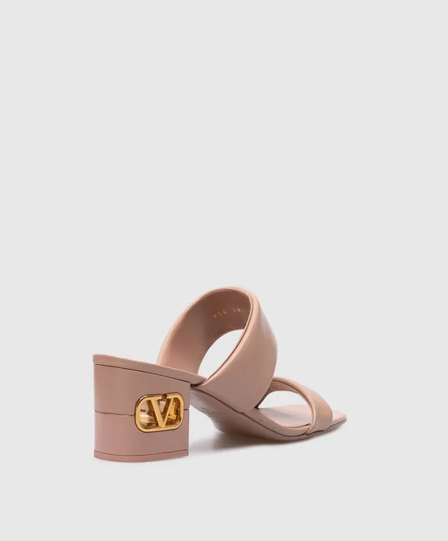 Valentino VLogo beige leather mules