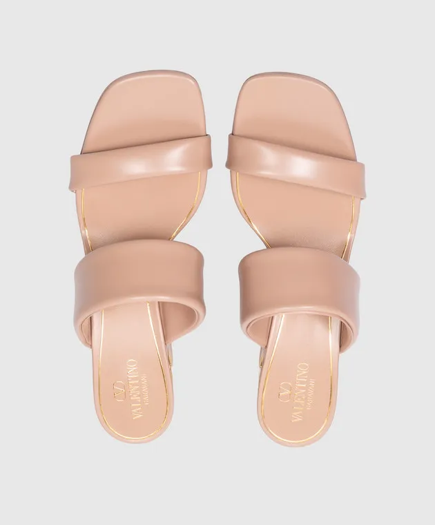 Valentino VLogo beige leather mules