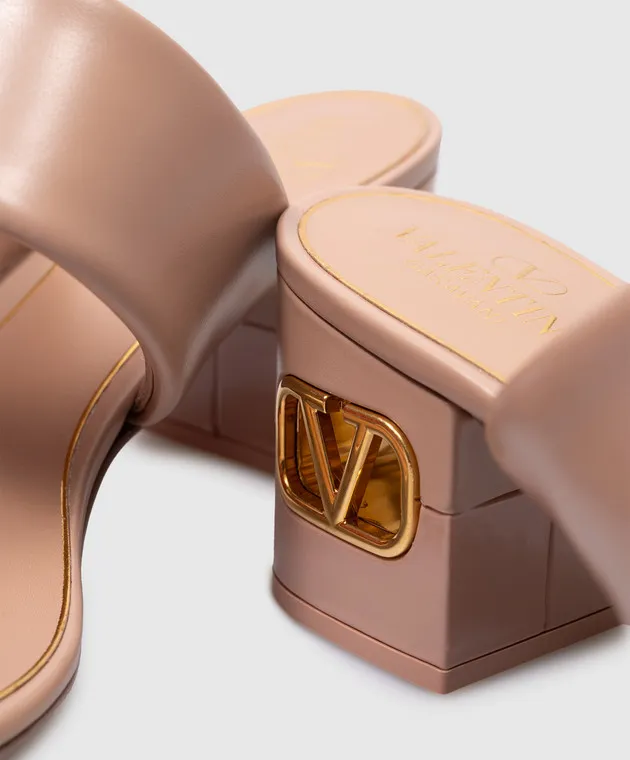 Valentino VLogo beige leather mules