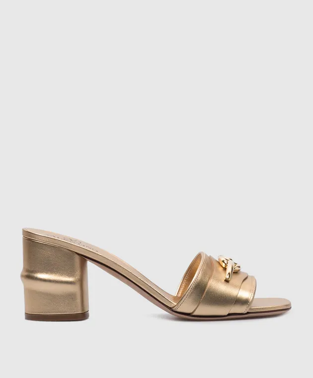 Valentino VLOGO golden leather mules