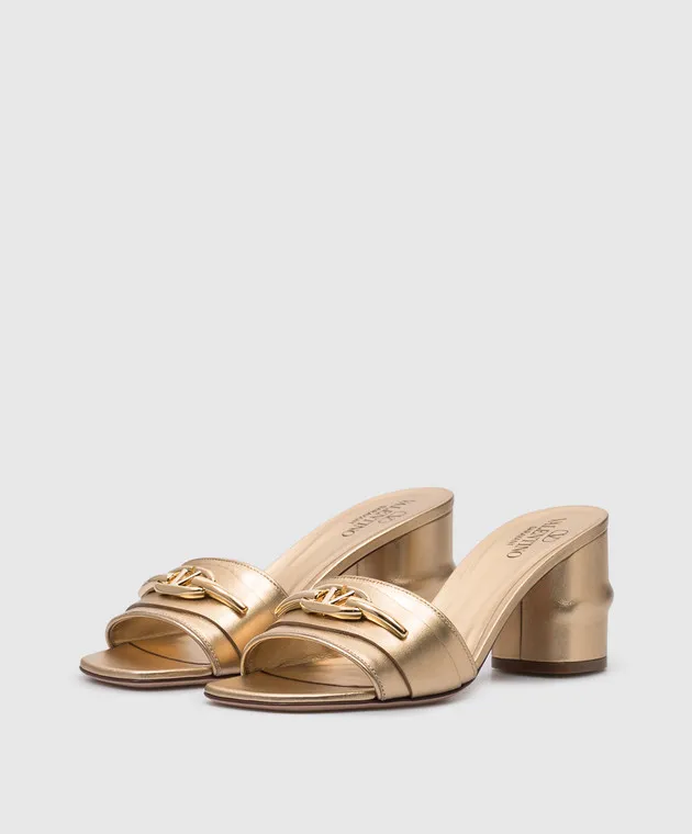 Valentino VLOGO golden leather mules