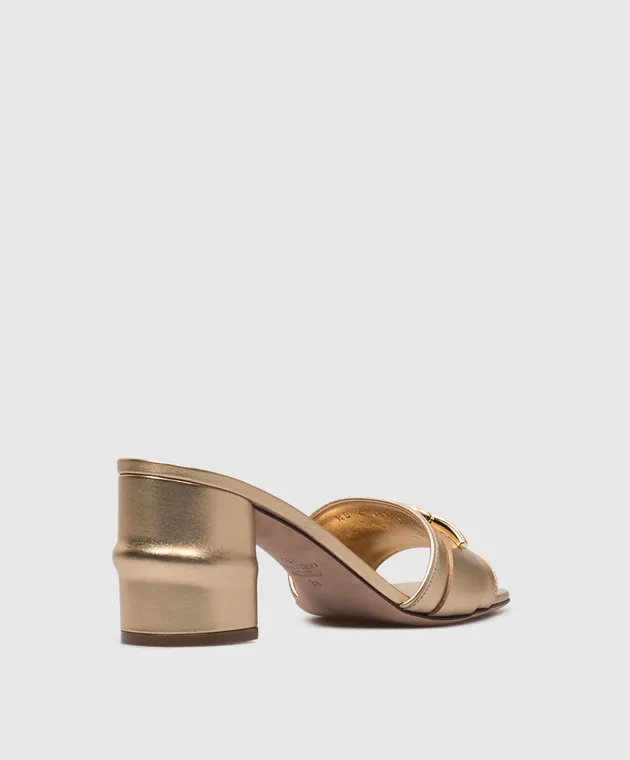 Valentino VLOGO golden leather mules