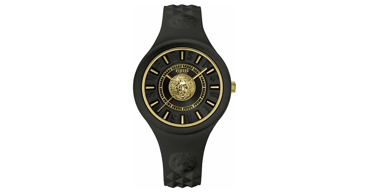 Versus Versace Reloj Fire Island con correa de león Negro 