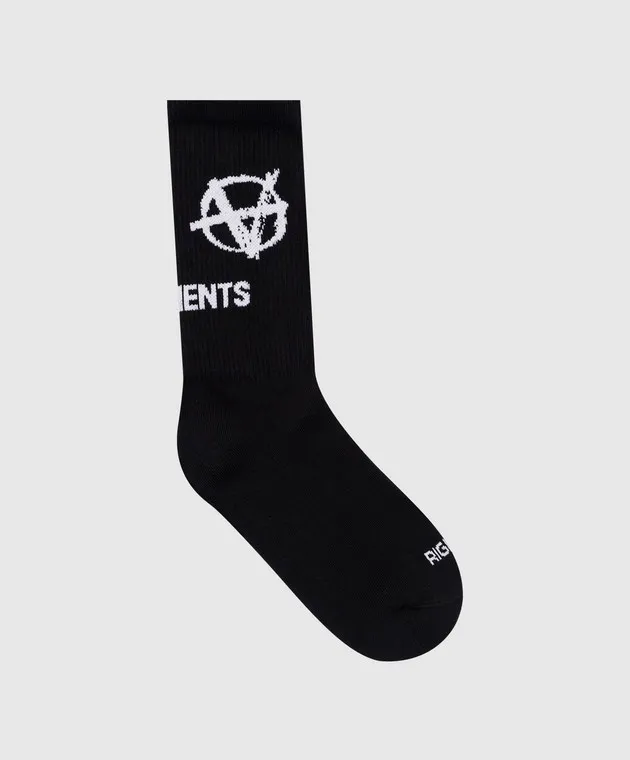 Vetements Black socks with contrasting logo pattern