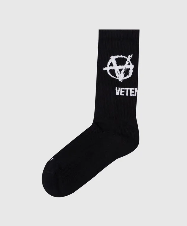 Vetements Black socks with contrasting logo pattern