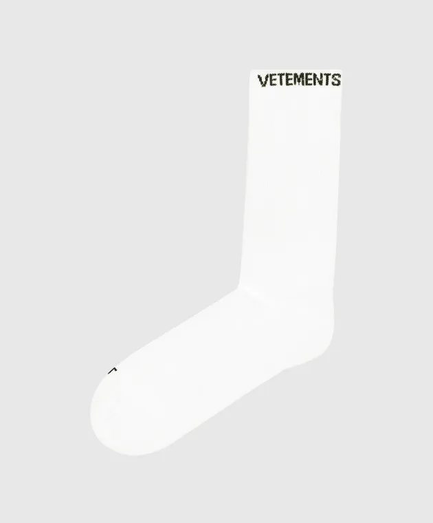 Vetements White socks with contrasting logo pattern