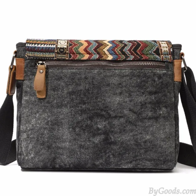 Vintage Folk Style Outdoor Totem Canvas Crossbody Bag Shoulder Bag