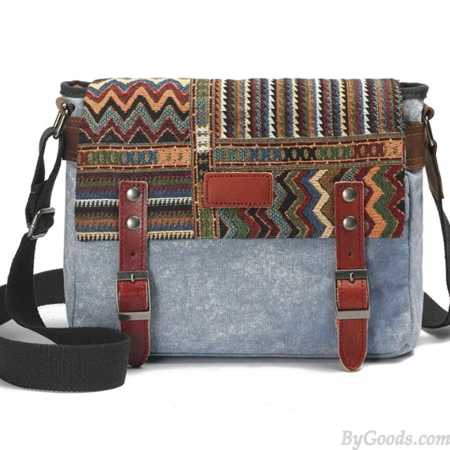 Vintage Folk Style Outdoor Totem Canvas Crossbody Bag Shoulder Bag