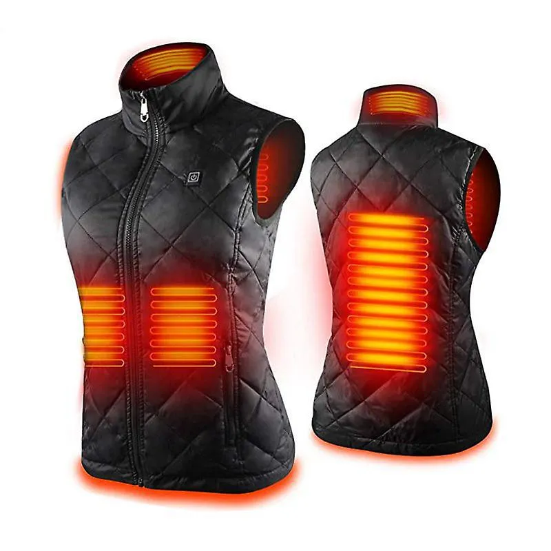 Women Heating Vest Autumn and Winter Cotton Vest USB Infrared Electric Heating suit (Black,Size S)