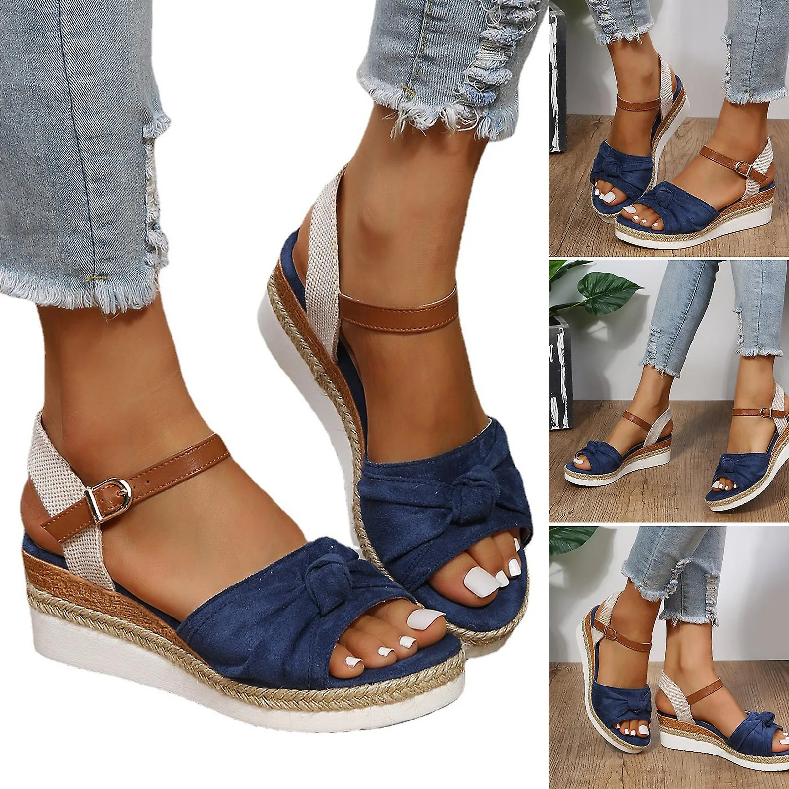 Womens Wedges Open-toe Sandals Casual Soft Non-slipped Sandals For Office Date Dance Everyday Wear