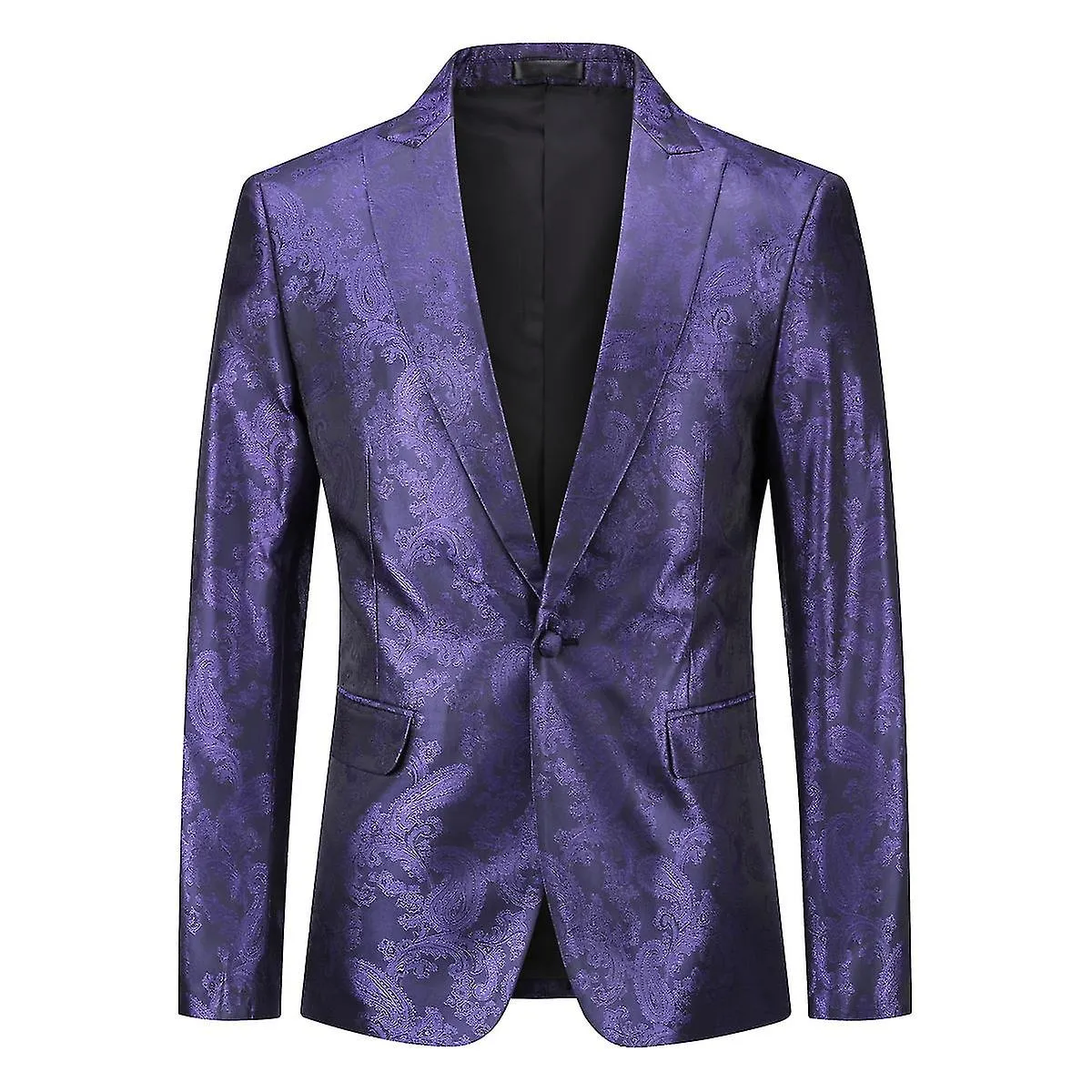 Yynuda Hombres 2 piezas Paisley Print Esmoquin Banquete de boda Fiesta Slim-fit Suit (blazer + pantalones)