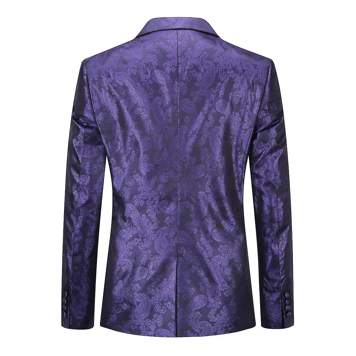 Yynuda Hombres 2 piezas Paisley Print Esmoquin Banquete de boda Fiesta Slim-fit Suit (blazer + pantalones)