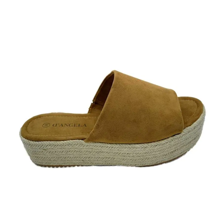 ZAPATO D´ANGELA PALA ALPARGATA PINKY DE MUJER EN SERRAJE SINTÉTICO CAMEL PLATAFORMA DE CUATRO CUERDAS 26283