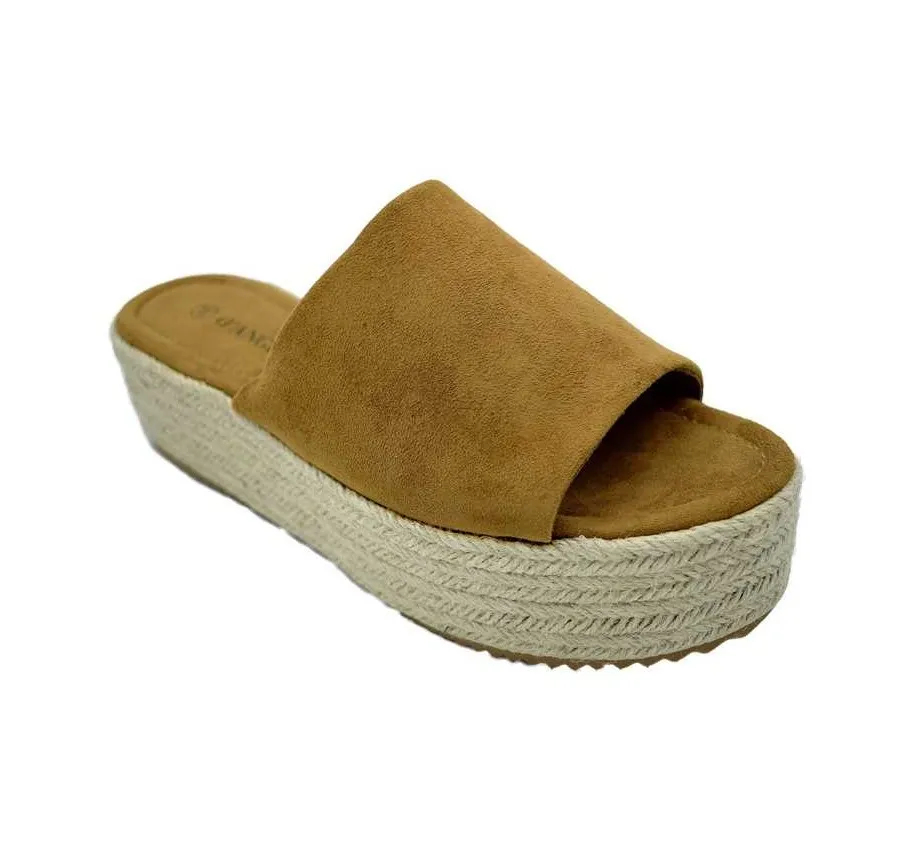 ZAPATO D´ANGELA PALA ALPARGATA PINKY DE MUJER EN SERRAJE SINTÉTICO CAMEL PLATAFORMA DE CUATRO CUERDAS 26283